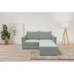 2-Sitzer DOMO COLLECTION "800015, als Sitzmöbel oder Schlafgelegenheit nutzbar, Schlafsofa", grau (hellgrau), B:178cm H:90cm T:80cm, 100% Polyester, Sofas, Sitzfläche mit Federkern, inkl. 2 Rückenkissen