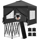Laneetal Pavillon 3x3 m, Faltpavillon mit Seitenwänden, wasserfest stabil Winterfest, Outdoor Gartenpavillon, Partyzelt Gartenzelt, höhenverstellbar, mit Pavillon Gewichte 4er Set,Anthrazit