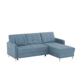 Sofa.de Ecksofa mit Schlaffunktion Venus ¦ blau ¦ Maße (cm): B: 222 H: 87 T: 162