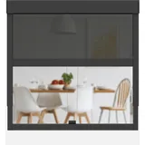 CLIP'N'SHADE Grau - Aussenrollo gegen Hitze, Jalousie, Sichtschutz und Abdunkelung für Fenster, Hitzeschutz Rollo ohne Bohren (Breite: 130 cm, Höhe: 91-142 cm, Transparent)