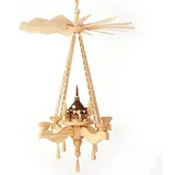 Volkskunstwerkstatt Unger Deckenpyramide mit Kirche #0850 inkl. 4 Teelichtaufstecker Echt Erzgebirge®