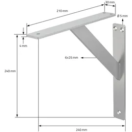 ML-Design 4 Stück Regalhalterung 240x240 mm, Silber, Aluminium, Schwebende Regalhalterungen, Regalwinkel, Wandhalterung für Regalbrett,