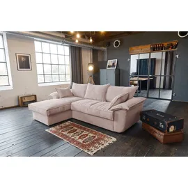 KAWOLA Ecksofa DAMETO Pink Cord mit Schlaffunktion