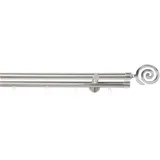 Good Life Kombi-Vorhangstange Espiral, Ø 20 mm, 2-läufig, Fixmaß, mit Bohren, verschraubt, Aluminium, Kunststoff, Metall silberfarben Ø 20 mm x 120 cm