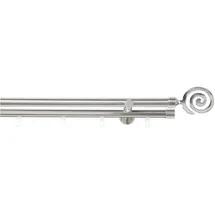 Good Life Kombi-Vorhangstange Espiral, Ø 20 mm, 2-läufig, Fixmaß, mit Bohren, verschraubt, Aluminium, Kunststoff, Metall silberfarben Ø 20 mm x 120 cm