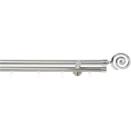 Good Life Kombi-Vorhangstange Espiral, Ø 20 mm, 2-läufig, Fixmaß, mit Bohren, verschraubt, Aluminium, Kunststoff, Metall silberfarben Ø 20 mm x 120 cm