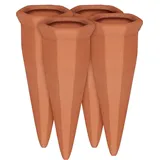 Relaxdays 40 x Tonkegel Bewässerung im Set, Pflanzen Wasserspender Ton, Wein und PET Flaschen Bewässerungskegel, Terracotta