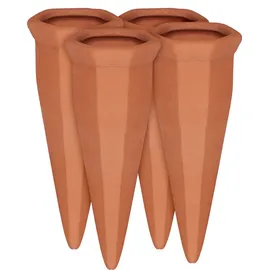 Relaxdays 40 x Tonkegel Bewässerung im Set, Pflanzen Wasserspender Ton, Wein und PET Flaschen Bewässerungskegel, Terracotta
