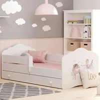 Kids Collective Kinderbett 70x140 cm mit Matratze und Schublade, Lattenrost | Rausfallschutz Bett für Kinder Bett Kinderbett Einzelbet... - weiß