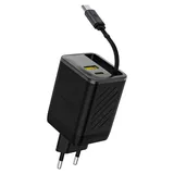 OEM Dudao A67EU GaN 67W Wandladegerät mit einziehbarem USB-C Kabel Schwarz