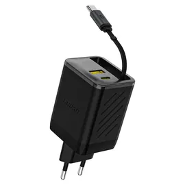 OEM Dudao A67EU GaN 67W Wandladegerät mit einziehbarem USB-C Kabel Schwarz