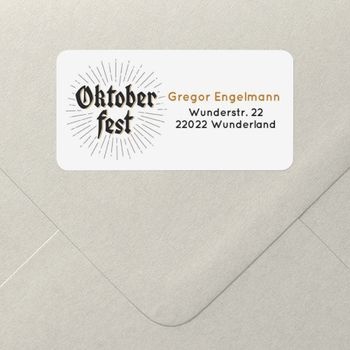 Adressaufkleber (5 Karten) selbst gestalten, Oktoberfest Gartenparty - Weiß