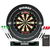 WINMAU Diamond Plus Steeldartscheibe Surround-Set - Professionelles Dartzubehör - Enthält Diamond Plus Dartscheibe, Dart Surround, 2 Sätze von Präzision Steeldart Und Mehr