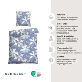 SCHIESSER Vera Floral Blau 135 x 200 cm + 80 x 80 cm