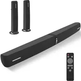 GarageRock 100W Soundbar für TV, Bluetooth Soundbar mit kabelgebundener und kabelloser Verbindung, automatische Lautstärkeanhebung, ARC/Optical/AUX Kabel & Fernbedienung, 2 in 1 abnehmbare Soundbar