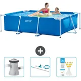 Intex Schwimmbecken mit rechteckigem Rahmen – 220 x 150 x 60 cm – Blau – im Lieferumfang enthalten Accessoire CB82 - Intex