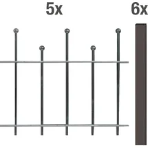 GAH Alberts Zaun-Set 1000 x 49,5 cm Anthrazit-Metallic/Stahl