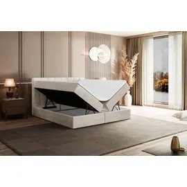 altdecor Boxspringbett mit H4 Matratze und Topper - 120 x 200 cm - OTTA - Taupe Samt - Polsterbett mit Bettkasten und Lattenrost, Bett mit Stauraum - Taupe