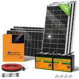 ECO-WORTHY 1170W 24V Solaranlage Komplettset mit LiFePO4,Solarpanel System Netzunabhängige für Wohnmobil: 6 * 195W Solarpanel + 2 * 100Ah LiFePO4 +24V 3000W Hybrid Inverter