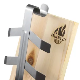 FEUERGOTT Flammlachsbrett 2er-Set Zedernholz Edelstahl beige