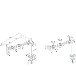 ROLINE LCD-Arm Trägerstange, 4 Gelenke, Tischmontage, bis 10 kg