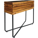 Mendler Pflanzkasten HWC-L25, Pflanzkübel Blumenkasten, rechteckig 60x62x22cm Outdoor Stahl Akazie Holz FSC®-Zertifiziert, braun