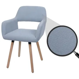 Mendler Esszimmerstuhl HWC-A50 II, Stuhl Küchenstuhl Polsterstuhl, Holz Stoff/Textil Cord (400g/m2) FSC® ~ hellgrau