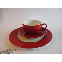 Dibbern Solid Color - Kaffeetasse 0,25 l m.U. + Teller flach 21 cm - paprika - NEU