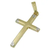 unbespielt Kreuzanhänger Anhänger Kreuz Bicolor-Effekt matt 375 Gold 22 x 13 mm, Goldschmuck für Damen und Herren goldfarben