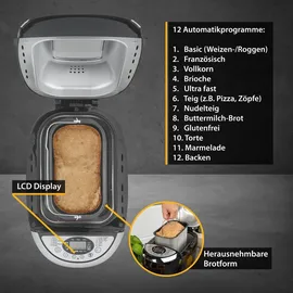 First Austria TZS First Austria - Brotbackautomat FA-5152-3-BA, 12 Programme, Kunststoff, bis 1250g, Schwarz
