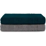 Komfortec Handtuchset 80 x 200 cm grau/petrol 2-tlg.