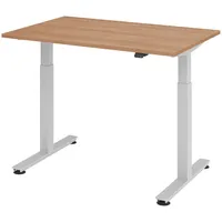 Bümö Schreibtisch Nussbaum 120x80 cm, Gestell: Silber, - Büroschreibtisch