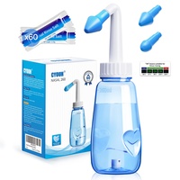 Nasendusche Set, 260 ml,Mit 60 Nasenwasch-Salzpaketen,Nasendusche Erwachsene,Nasenspülung,BPA-frei Und Aufkleberthermometer