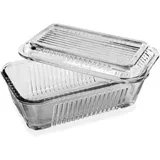 Pasabahce Butterdose, Frischhaltedose Gusto, 17 x 10,2 cm 2-teilig aus Glas