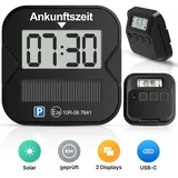 Elektronische Parkscheibe Solar mit Zulassung – 2 Displays, Vollautomatisch, wiederaufladbar statt Batterie – Digitale Parkuhr fürs Auto, Type...