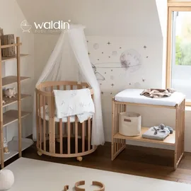 Waldin Babybett OWAL Kinderbett 7in1 mit Matratze, mitwachsendes Kinder-Bett