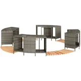 Whirlpool-Umrandung Grau Poly Rattan und Massivholz Akazie - Poolzubehör modernem Design 88976684