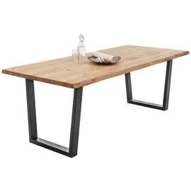 Lomadox Esstisch 220x100cm, Eiche massiv geölt mit Baumkante, Newburgh-119