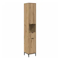 VidaXL Bad hoher Schrank mit Tür Eiche handwerklich 31,5