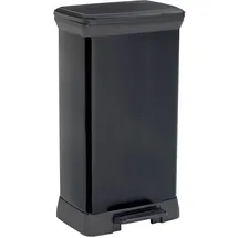 Curver Deco Bin Mülleimer mit Pedal und Deckel, 50L, schwarz metallic, rechteckig,sanft schließend, 39 x 29 x 72 cm