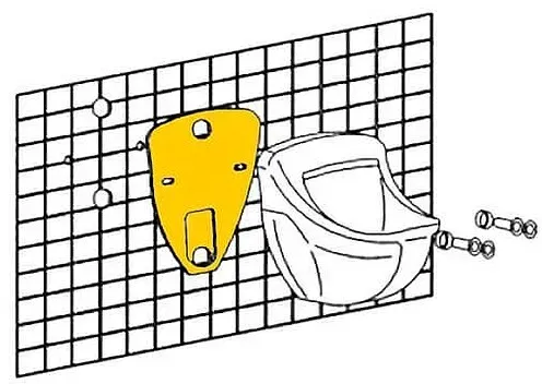 Urinal-Schallschutzset bis 630 mm, best. aus Schalldämmprofil 5 mm stark (geklappte Ausführung)