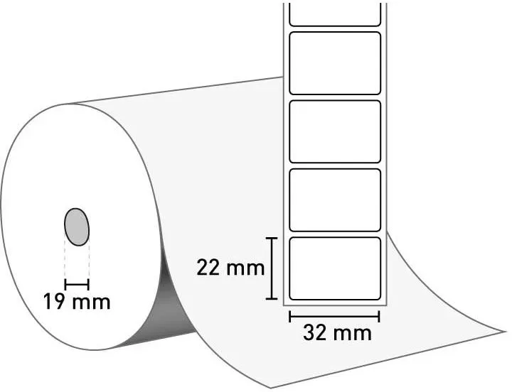 Pharmigo® Ultra TD (Thermopapier) 32 mm x 22 mm / permanent / 19 mm Kern / 600 Etiketten je Rolle