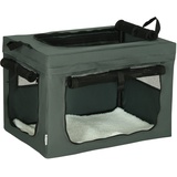 PawHut Hundetasche Hundebox mit Meshfenster, Katzentransportbox mit Kissen, Transportbox, Transporttasche für Hunde bis 4 kg, Oxford, Grau, Edelstahl B/H/L: ca. 42x60x42 cm