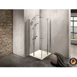 Dusbad Vital 2 Eckdusche mit Pendeltür links 77 x 87 cm schwarz ESG-Glas