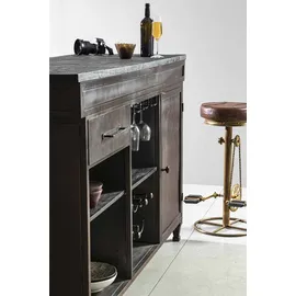 BIZZOTTO Barhocker Cycle aus Leder, Metallgestell im Industrial Stil, Bronze Cognac, gepolstert