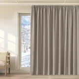 KGORGE Raumtrenner Thermovorhang Kälteschutz 1er Set 220 x 300 cm(HxB) Wohnzimmer Verdunklungsgardine Kräuselband für Schiene Vorhänge Blickdicht Gardinen Thermo, Sandfarben