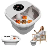 Fussbad mit Massagefunktion,Fußbad Massagegerät Elektrisch mit Timer klappbares,Fussbadewanne mit Massage mit Blasen 16 Rollen Temperatureinstellung Touchscreen-Steuerung und Fernbedienung