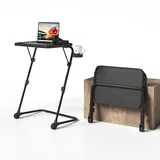 MEUBLE COSY Kleiner Klappbarer Laptoptisch Höhenverstellbar Schreibtisch Beistelltisch Ohne Montage Sofatisch Neigbar Computertische Betttisch Pflegebett, Schwarz