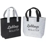 MF 2er Set Filz-Taschen Lieblings-Begleiter in Hellgrau und Schwarz – Perfekt für den Alltag und Einkauf, - Grau
