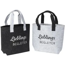 MF 2er Set Filz-Taschen Lieblings-Begleiter in Hellgrau und Schwarz – Perfekt für den Alltag und Einkauf, - Grau